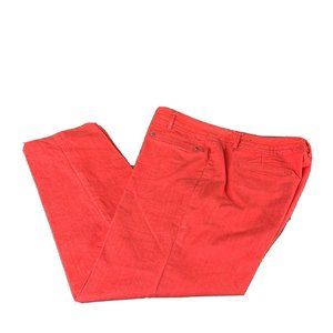 Larry Levine Womens Size 12 Red Pants Zip Hook Hidden Close Pocket Straight Crop